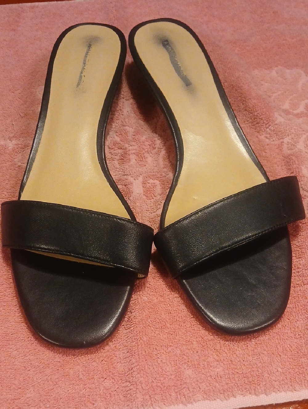 Ann Taylor Black Leather Slide Sandals